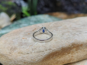 SJ1935 - Blue Sapphire with Diamond Ring Set in 18 Karat White Gold Settings