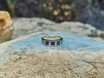 SJ1846 - Blue Sapphire with Diamond Ring Set in 18 Karat Gold Settings