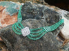 SJ1574 - Emerald Beads with Diamond Necklace Set in 18 Karat White Gold Settings