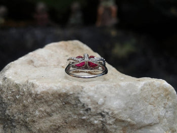 SJ1946 - Ruby with Diamond Ring Set in 18 Karat White Gold Settings