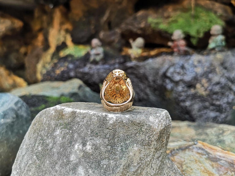 SJ1626 - Opal with Brown Diamond Ring Set in 18 Karat Rose Gold Settings