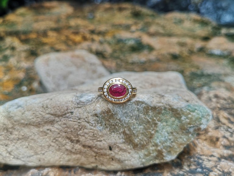 SJ1419 - Ruby with Diamond Ring Set in 18 Karat Gold Settings