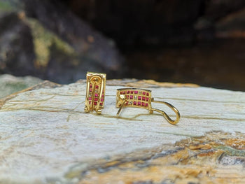 SJ6144 - Ruby with Diamond Earrings Set in 18 Karat Gold Settings