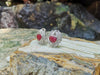SJ1586 - Ruby with Diamond Heart Earrings Set in 18 Karat White Gold Settings