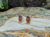 SJ1426 - Cabochon Blue Sapphire with Ruby and Diamond Earrings in 18 Karat Gold Settings