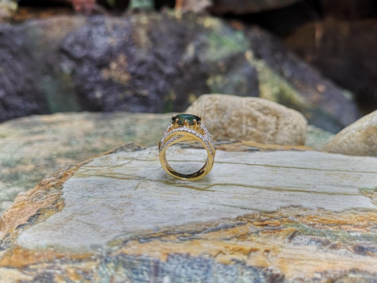 SJ1497 - Heart Shape Blue Sapphire with Diamond Ring Set in 18k Gold Settings