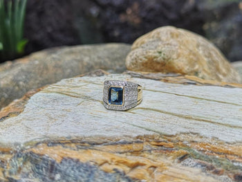 SJ1606 - Blue Sapphire with Diamond Ring Set in 18 Karat Gold Settings