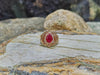 SJ1979 - Pear Shape Ruby with Diamond Ring Set in 18 Karat Rose Gold Settings