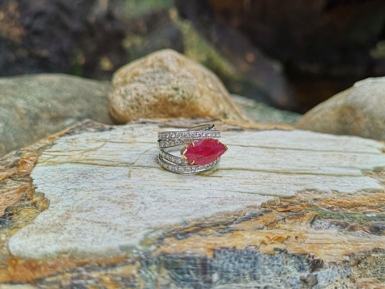 SJ1439 - Ruby with Diamond Ring Set in 18 Karat White Gold Settings