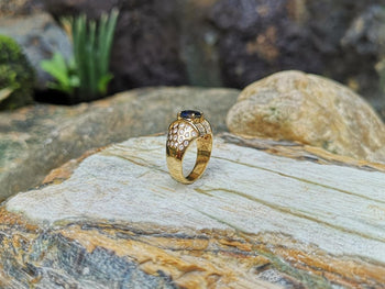 SJ1386 - Blue Sapphire with Diamond Ring Set in 18 Karat Gold Settings