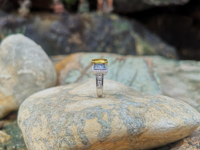 SJ1636 - Blue Sapphire, Pink Sapphire, Yellow Sapphire Ring Set in 18 Karat White Gold