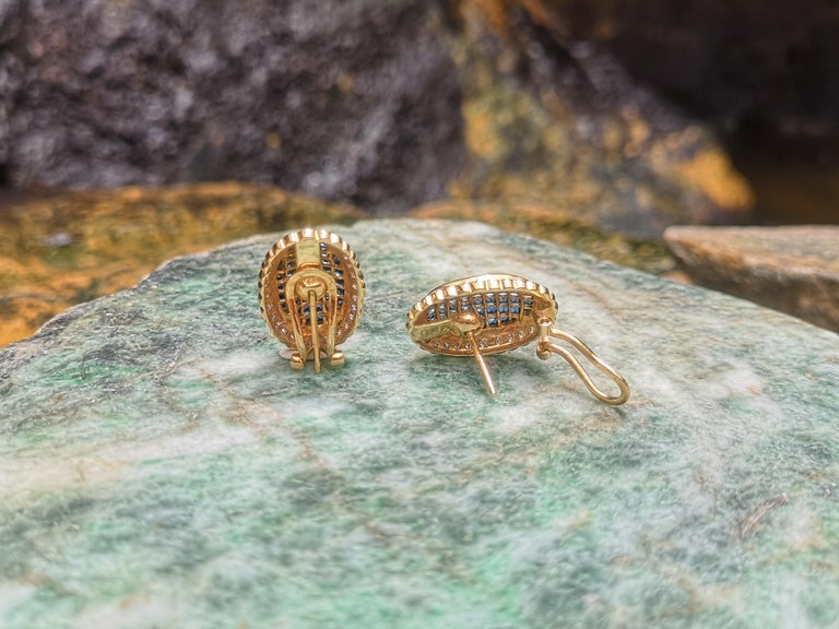 SJ1592 - Blue Sapphire with Diamond Earrings Set in 18 Karat Gold Settings