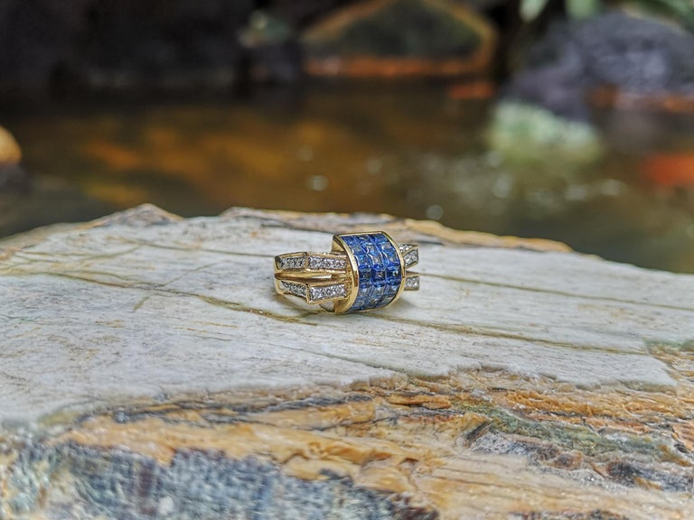 SJ1551 - Blue Sapphire with Diamond Ring Set in 18 Karat Gold Settings