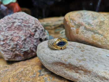 SJ6106 - Blue Sapphire with Yellow Sapphire and Brown Diamond Ring Set in 18 Karat Gold