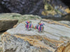 SJ1612 - Rainbow Colour Sapphire with Diamond Earrings in 18 Karat White Gold Settings