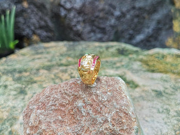 SJ6188 - Ruby with Tsavorite and Diamond Elephant Ring Set in 18 Karat Gold Settings