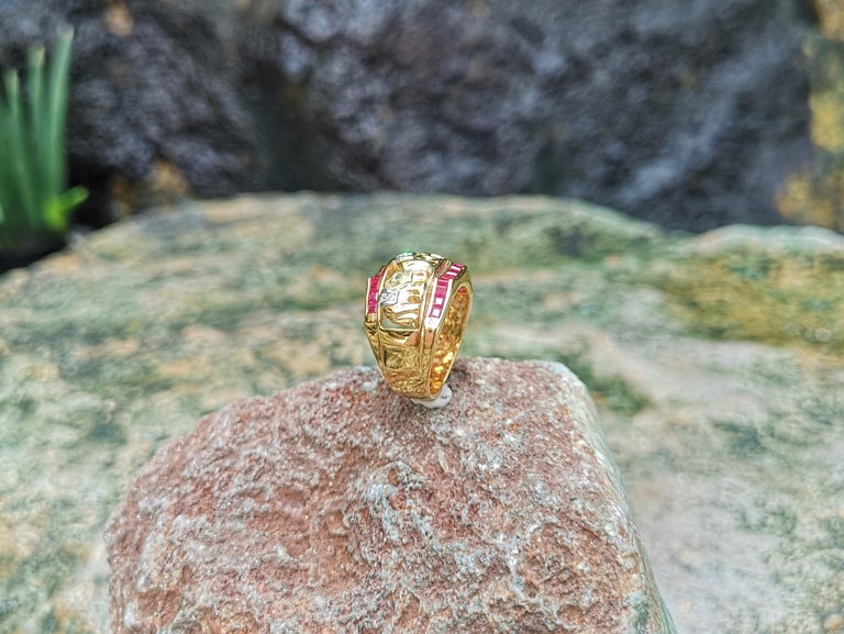 SJ6188 - Ruby with Tsavorite and Diamond Elephant Ring Set in 18 Karat Gold Settings