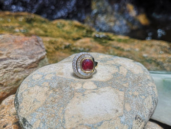 SJ1566 - Ruby with Diamond Ring Set in 18 Karat Gold Settings