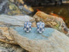 SJ1528 - Blue Sapphire with Diamond Earrings Set in 18 Karat White Gold Settings