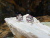 SJ1526 - Ruby with Diamond Flower Earrings Set in 18 Karat White Gold Settings