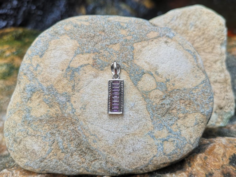 SJ1826 - Purple Sapphire with Diamond Pendant Set in 18 Karat White Gold Settings