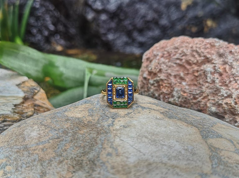 SJ6031 - Blue Sapphire & Tsavorite Garnet Ring 18k Gold by Kavant & Sharart