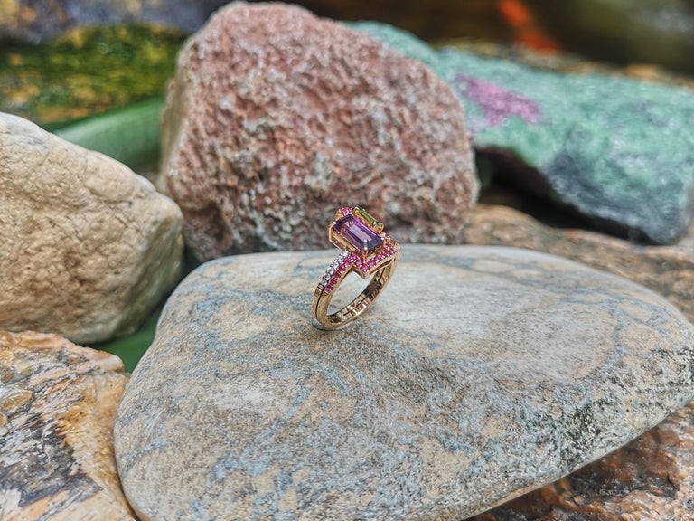SJ1986 - Amethyst, Peridot with Pink Sapphire Ring in 18K Rose Gold by Kavant & Sharart
