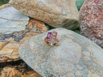 SJ1986 - Amethyst, Peridot with Pink Sapphire Ring in 18K Rose Gold by Kavant & Sharart