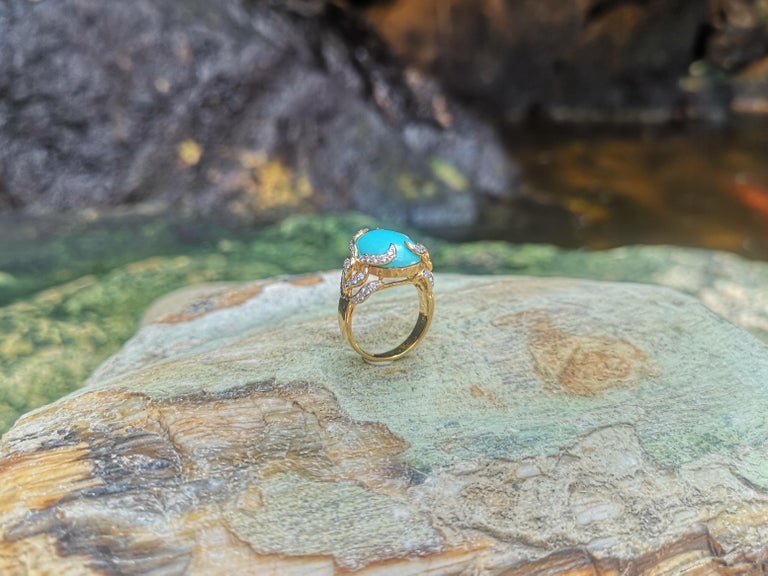 SJ1552 - Turquoise with Diamond Ring Set in 18 Karat Gold Settings