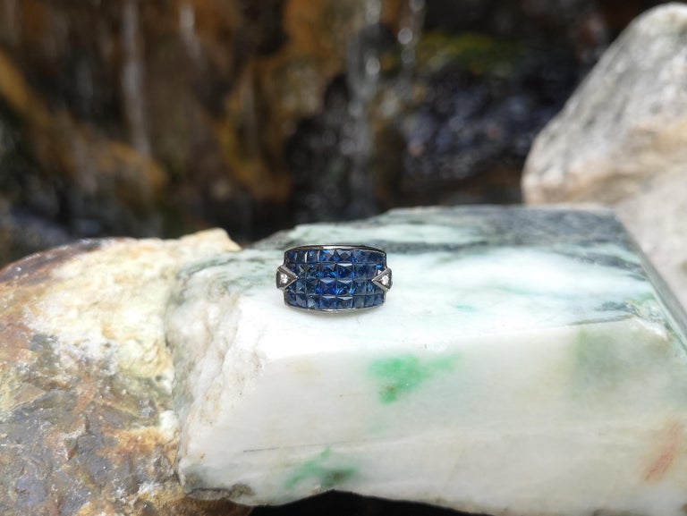 SJ6065 - Blue Sapphire with Diamond Ring Set in 18 Karat Gold Settings