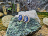 SJ1516 - Cabochon Blue Sapphire with Diamond Earrings Set in 18 Karat Gold Settings