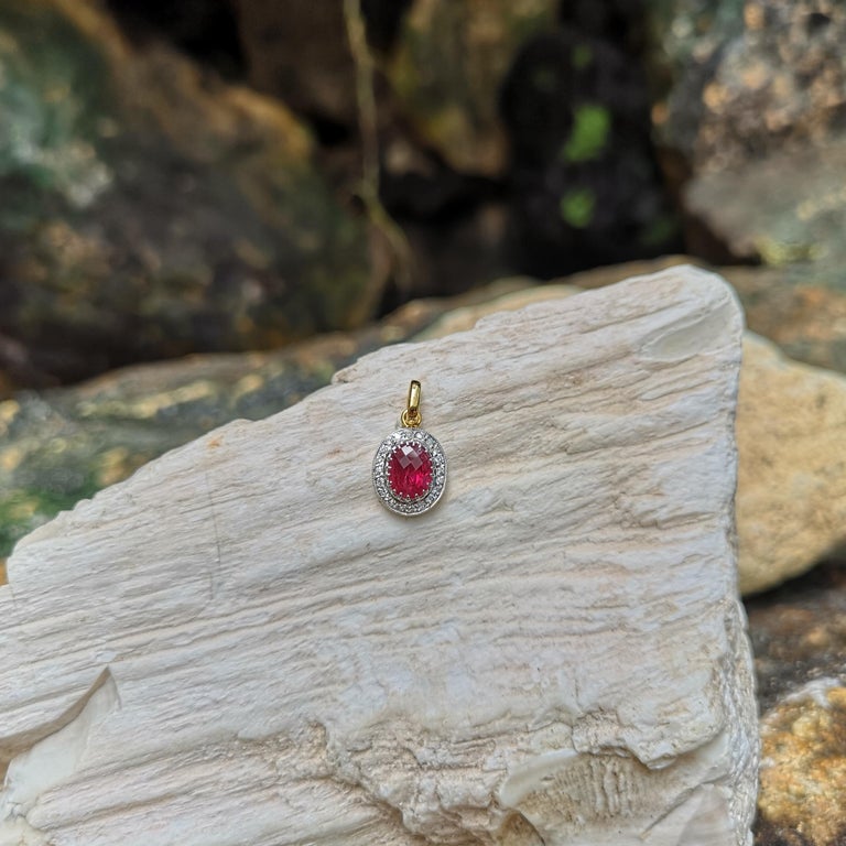 SJ1691 - Ruby with Diamond Pendant Set in 18 Karat Gold Settings