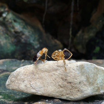 SJ2825 - Citrine, Amethyst with Diamond Earrings Set in 18 Karat Gold Settings