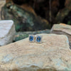 SJ2805 - Emerald Cut Blue Sapphire with Diamond Earrings Set in 18 Karat Gold Settings