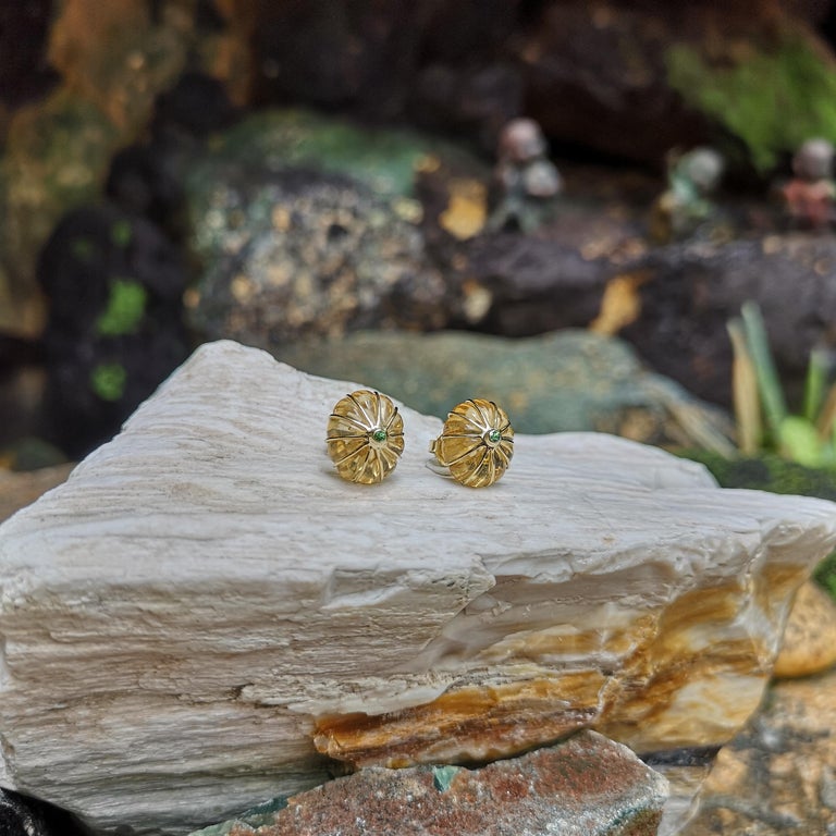 SJ2799 - Citrine with Tsavorite Earrings Set in 18 Karat Gold Set