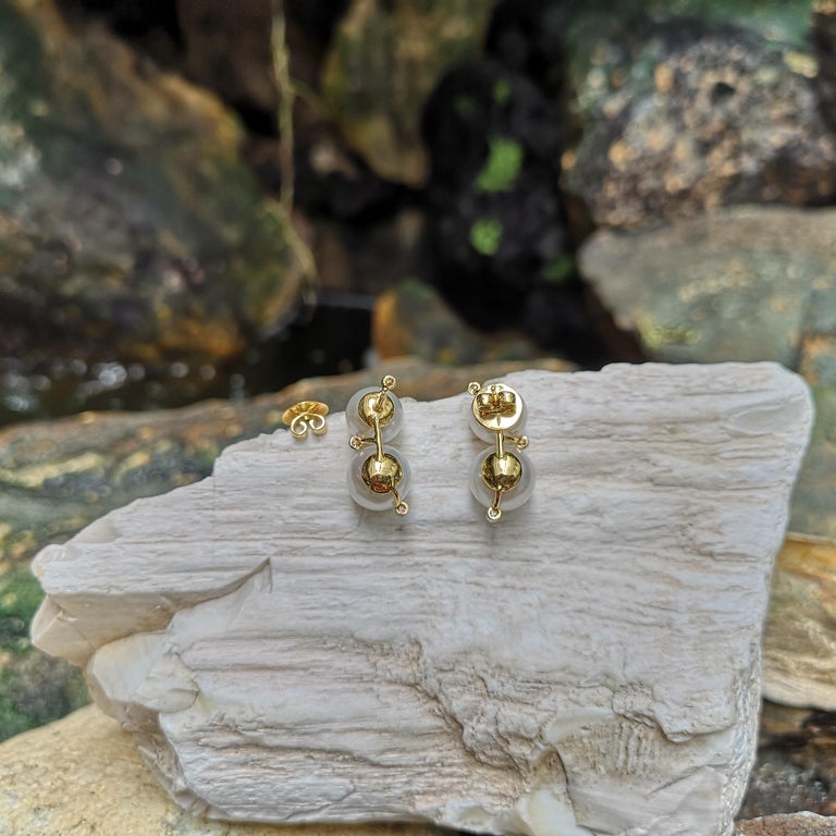 SJ1806 - South Sea Pearl with Diamond Earrings Set in 18 Karat Gold Settings