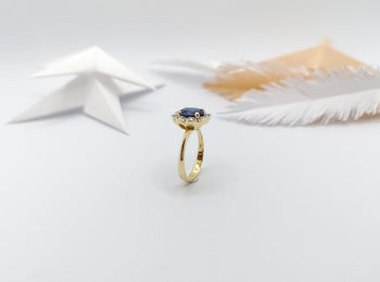 SJ1318 - Blue Sapphire with Diamond Ring Set in 18 Karat Gold Settings