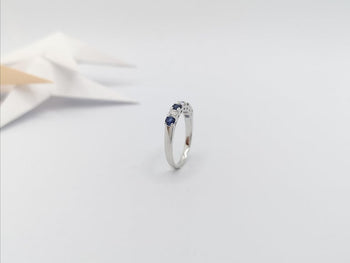 SJ2725 - Blue Sapphire with Diamond Ring Set in 18 Karat White Gold Settings