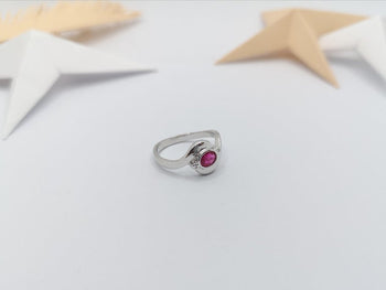JR0450R - Ruby & Diamond Ring Set in 18 Karat White Gold Setting