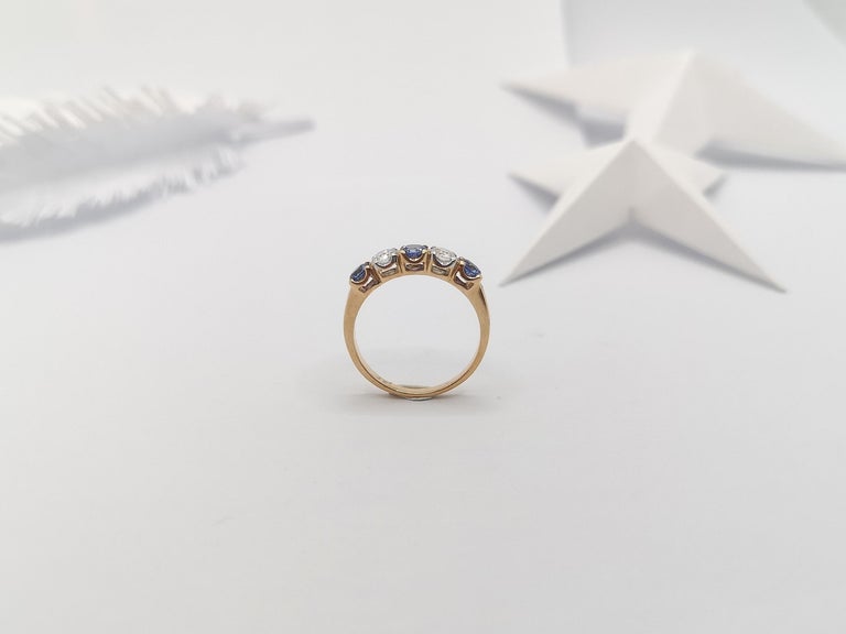 SJ2725 - Blue Sapphire with Diamond Ring Set in 18 Karat Rose Gold Settings
