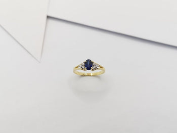 SJ1319 - Blue Sapphire with Diamond Ring Set in 18 Karat Gold Settings