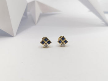 SJ2745 - Blue Sapphire with Diamond Earrings Set in 18 Karat Gold Settings