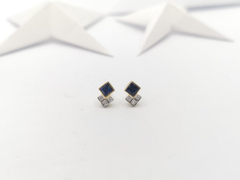 SJ1328 - Blue Sapphire with Diamond Earrings Set in 18 Karat Gold Settings