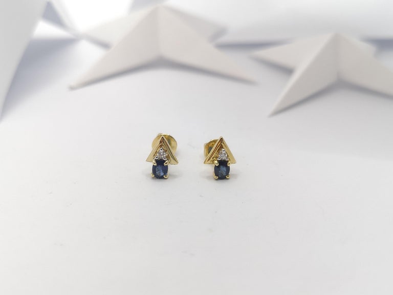 SJ2746 - Blue Sapphire with Diamond Earrings Set in 18 Karat Gold Settings