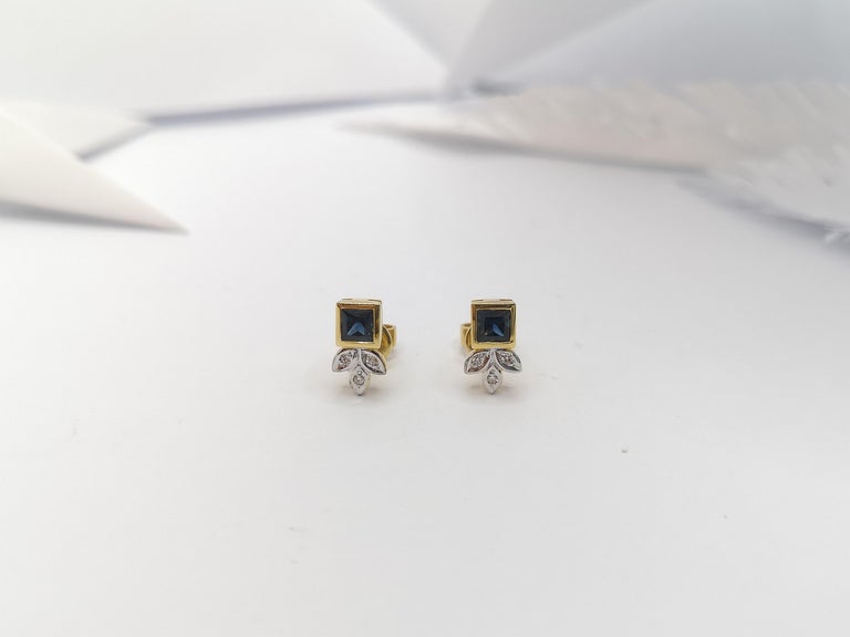 JE0168S - Blue Sapphire & Diamond Earrings Set in 18 Karat Gold Setting
