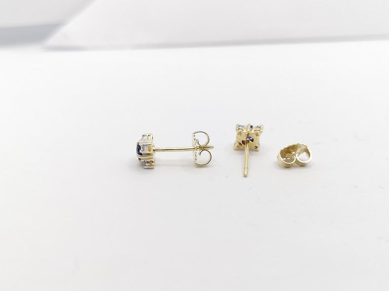 SJ1329 - Blue Sapphire with Diamond Earrings Set in 18 Karat Gold Settings