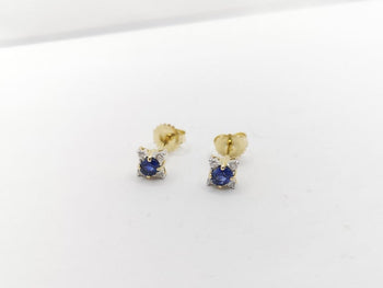 SJ1329 - Blue Sapphire with Diamond Earrings Set in 18 Karat Gold Settings