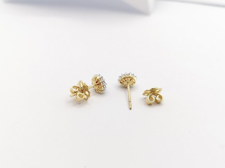 JE0482S - Ruby & Diamond Earrings Set in 18 Karat Gold Setting