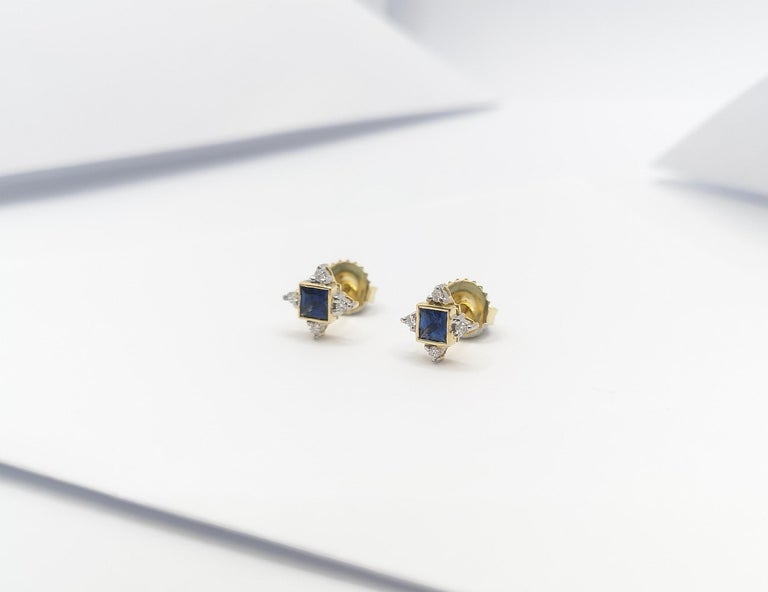 SJ2747 - Blue Sapphire with Diamond Earrings Set in 18 Karat Gold Settings