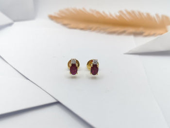 SJ2705 - Ruby with Diamond Earrings Set in 18 Karat Gold Settings